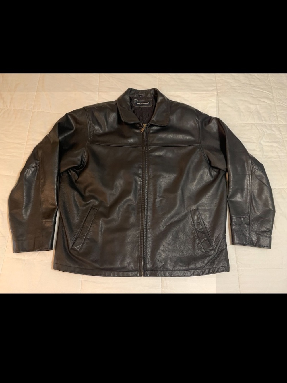 Vintage 90s Y2K Britches Men's Leather Bomber Jacket Black XL Quilted Lining EUC